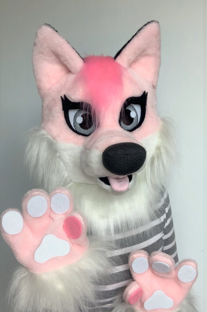 Pink Wolf Fursuit Fursuit Head Wolf Fursuit Head Cheap Etsy