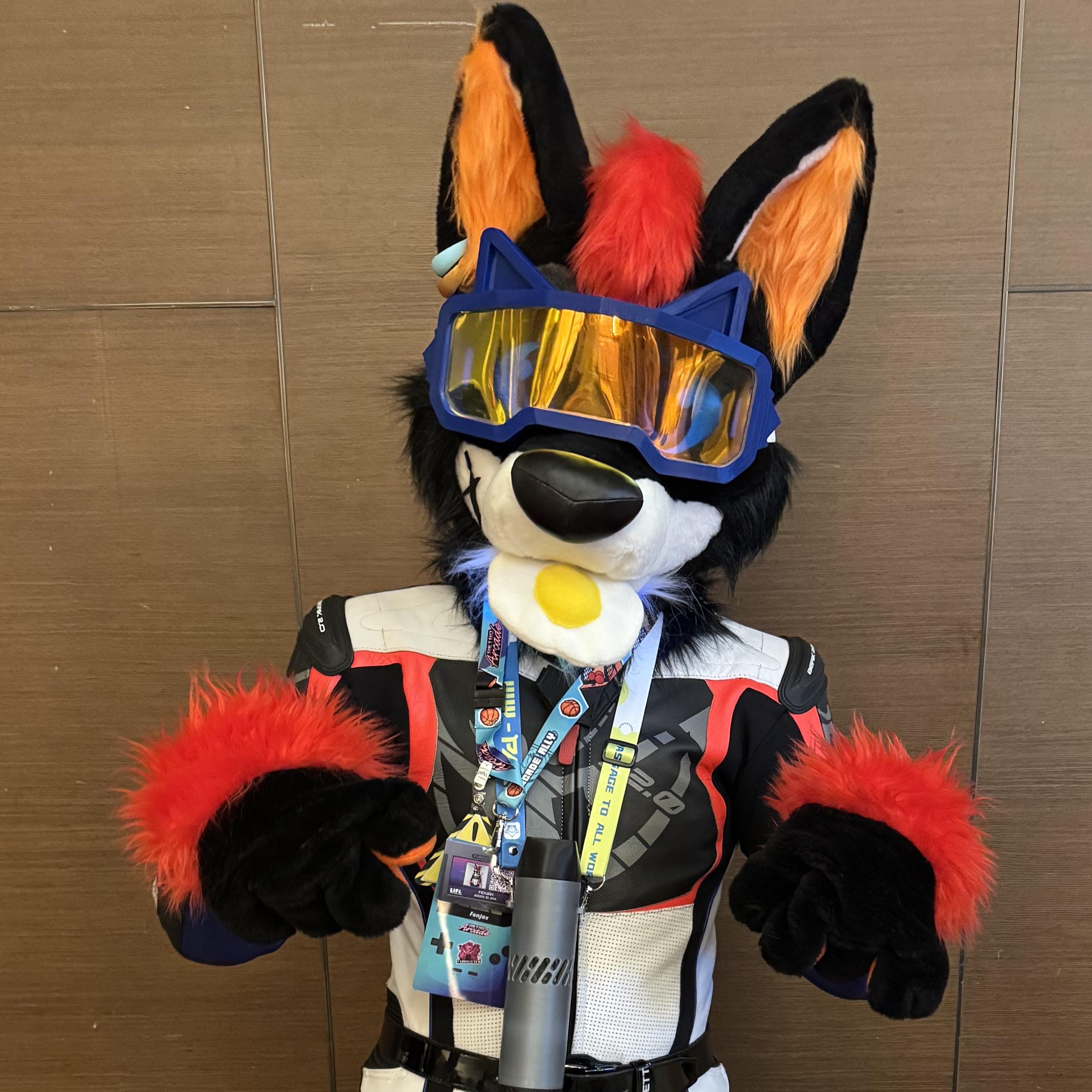 Premade XL Black Orange Wolf Fursuit Head, Hand Paws, Tail - Etsy