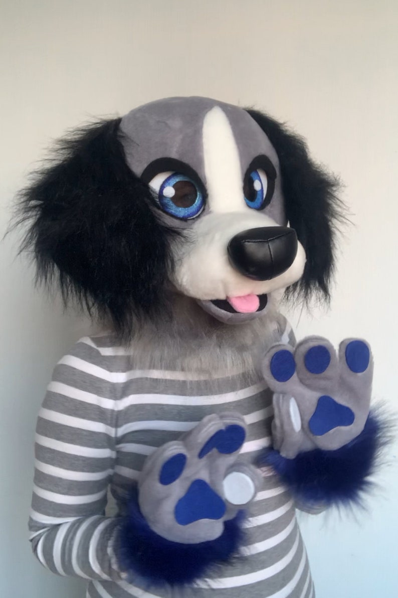 fursuit kids premade fursuit dog furry head fursuit for girls Grey dog fursuit fursuit head cheap fursuit partial premade