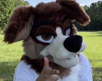 Custom Dog Fursuit Head Commission - Sewn, Comfortable, Glasses Adaptation
