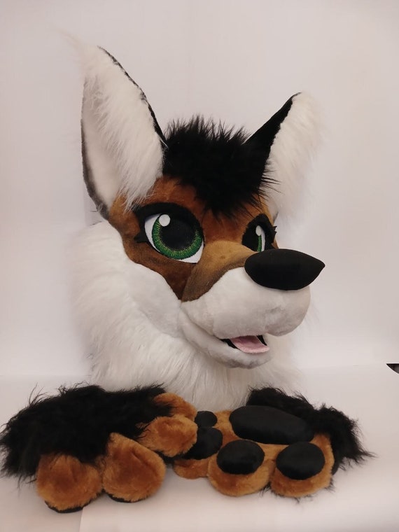 Custom Airbrushed Fox fursuit  Head, Hand Paws, Tail - Fursuit Commission