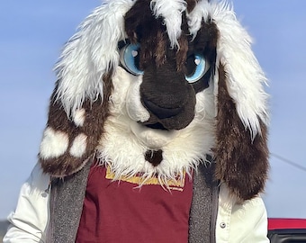Custom Bunny Rabbit Fursuit Head, Paws & Tail, Size M/L