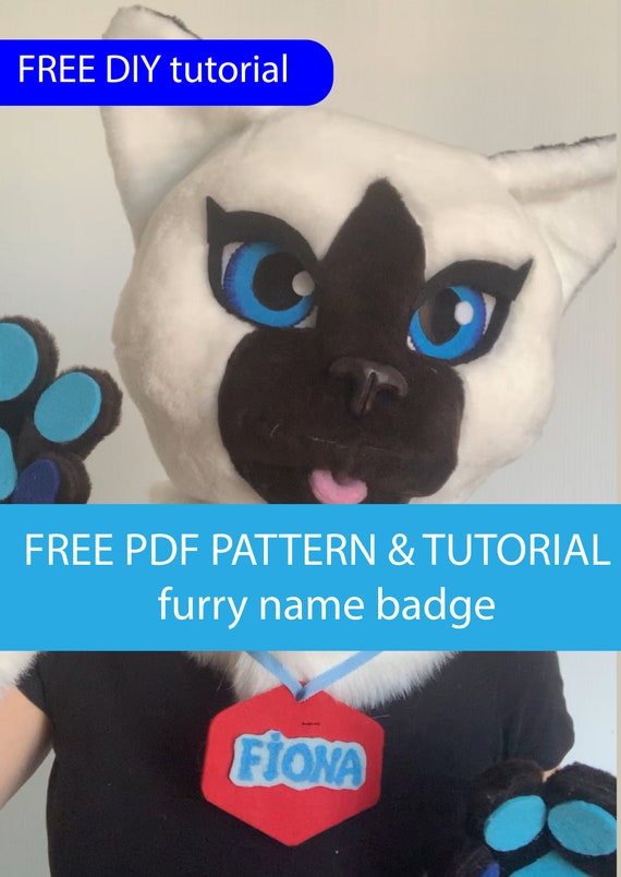 FREE PDF file. Furry name badge tutorial &amp; pattern fursuit | Etsy
