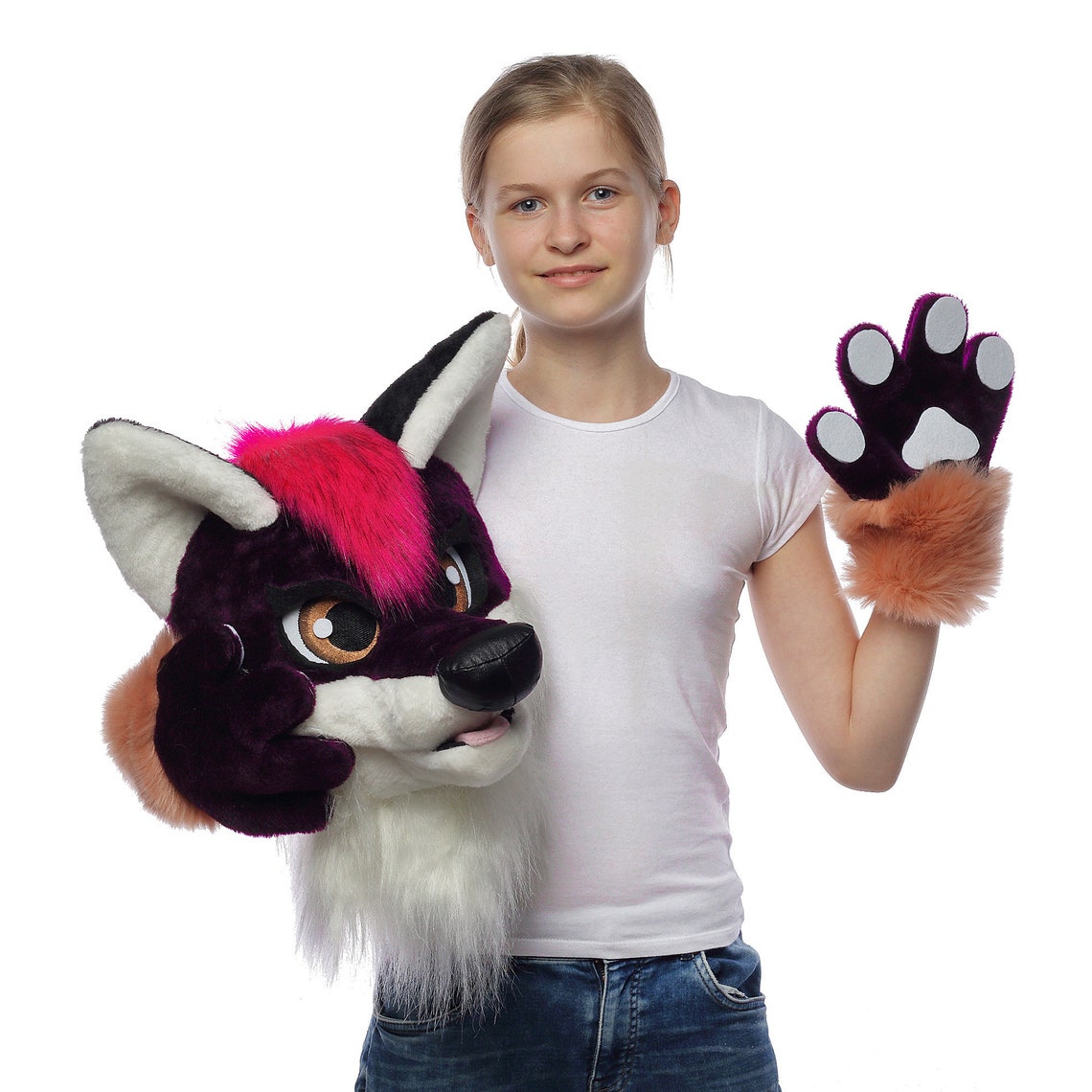 Burgundy fox fursuit partial for kids fursuit partial | Etsy