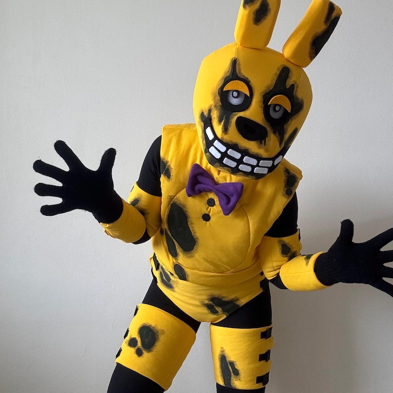 Yellow Rabbit Costume Rotten FNAF Cosplay Springtrap Costume for Kids, Adults - Five Nights at ...