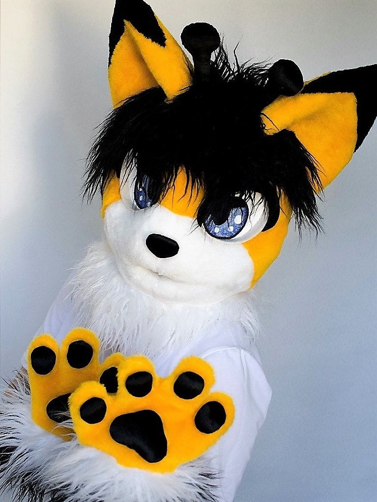 Yellow Kemono Cat Fursuit Head Fursuit Cat Fursuit Partial Etsy Canada