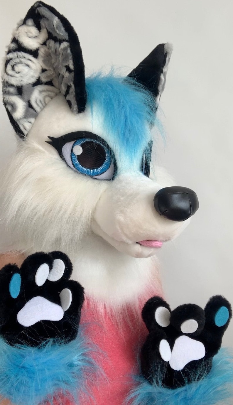 White wolf fursuit partial white wolf mask black fursuit for Etsy