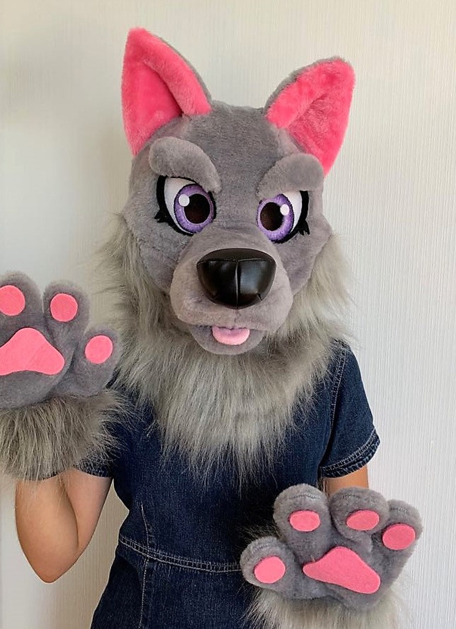 Grey wolf fursuit fursuit head wolf fursuit kids for girls | Etsy