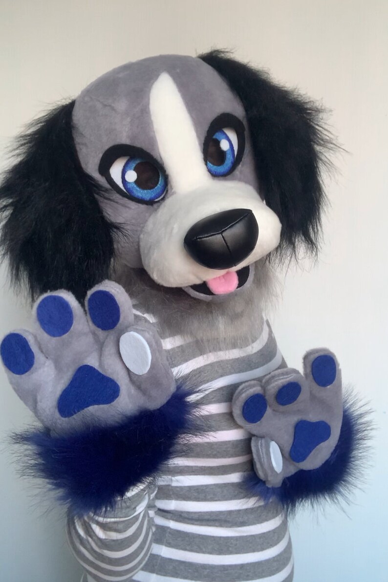 fursuit kids premade fursuit dog furry head fursuit for girls Grey dog fursuit fursuit head cheap fursuit partial premade