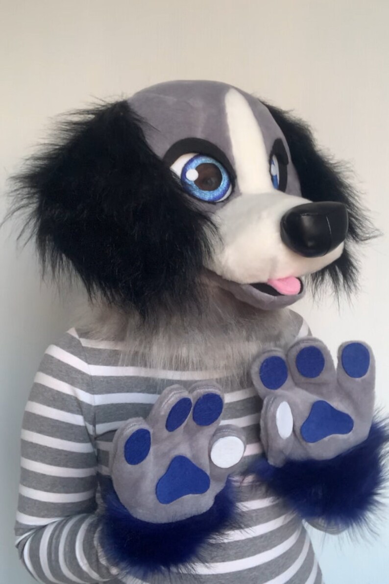 fursuit kids premade fursuit dog furry head fursuit for girls Grey dog fursuit fursuit head cheap fursuit partial premade
