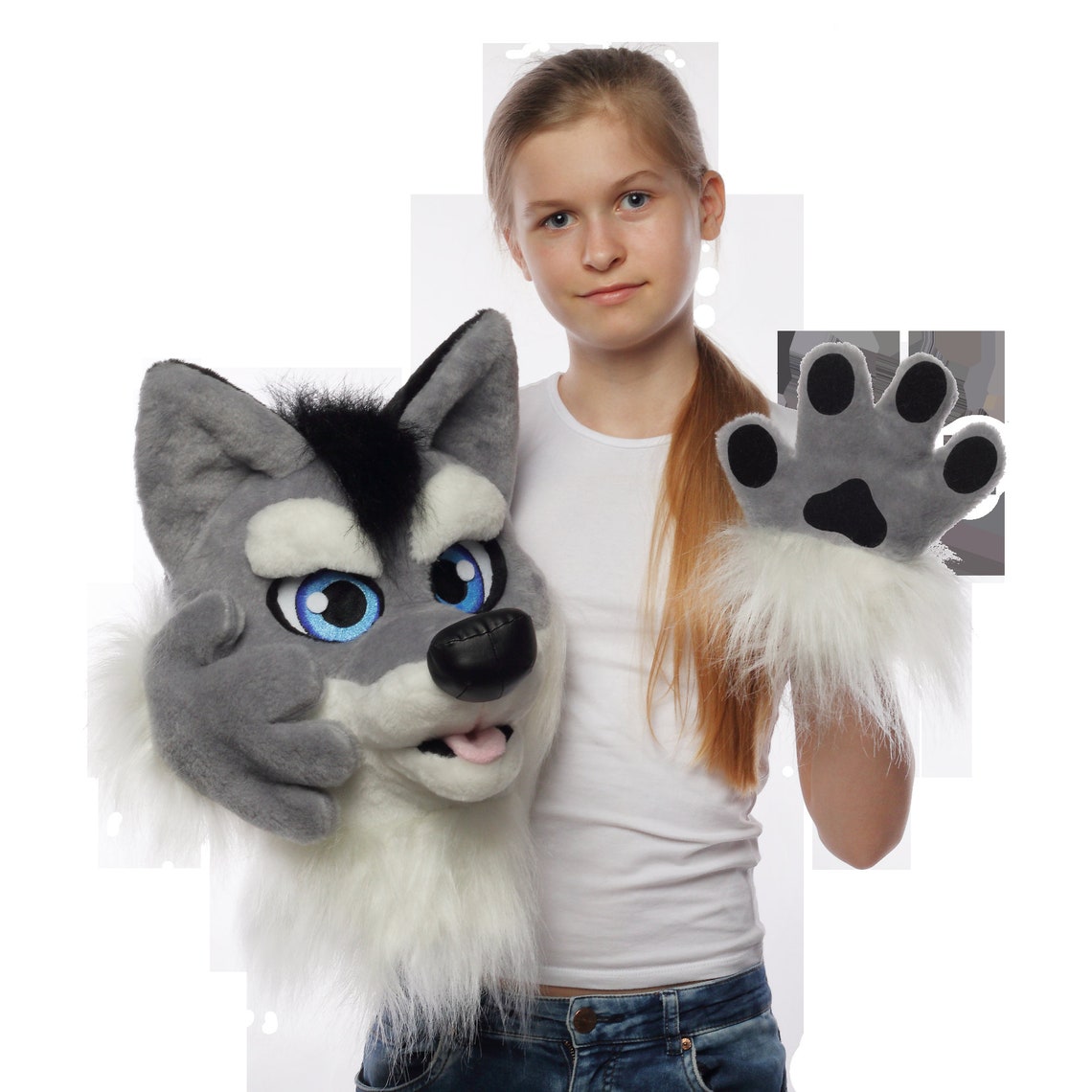 Grey wolf 1 fursuit fursuit head wolf fursuit kids for | Etsy