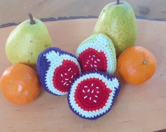 Children's kitchen crocheted half figs in a set of 3