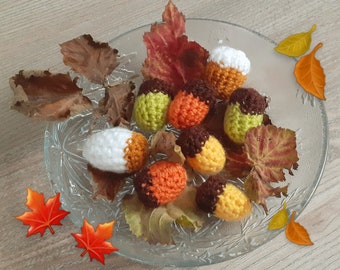 Autumn decoration crocheted acorns