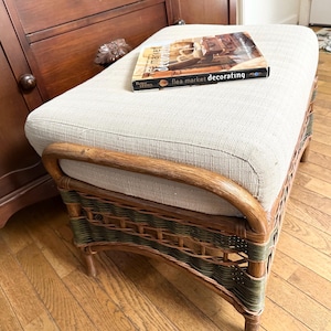 Cushioned Wicker Ottoman
