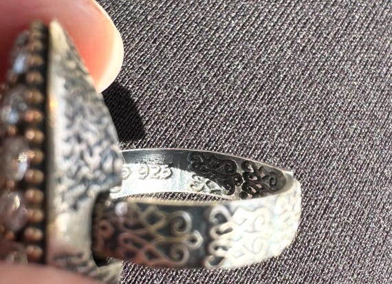 Vintage Turkish Hurrem Ring: Sterling Silver, Rub… - image 7