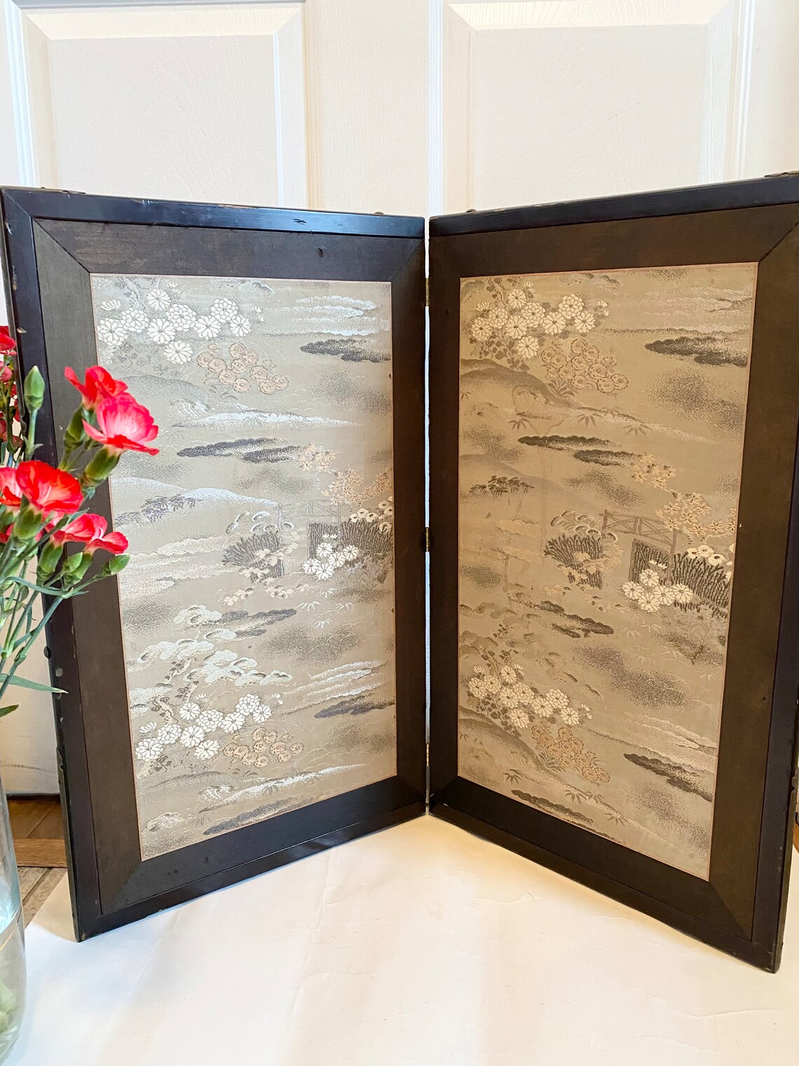 Antique Japanese Screen Byobu Silk Screen Etsy