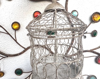 Cage à Oiseaux Antique en Fil de Métal