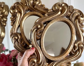 ヴィンテージオーバルゴールドギルトミラー：ハリウッドリージェンシー