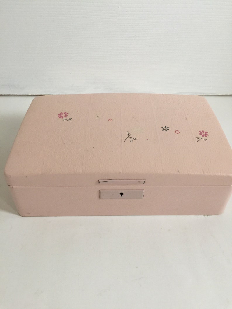 Victorian Couple Jewelry Box Fashioned by Farrington Made in the USA Mid Century Pink Jewelry Box
