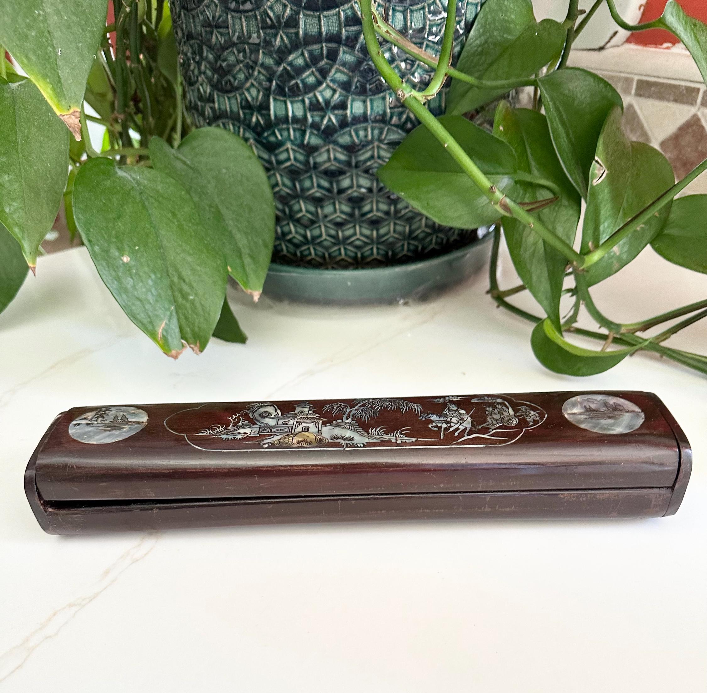 ヴィンテージの漆塗り箸箱：螺鈿細工 - Etsy 日本