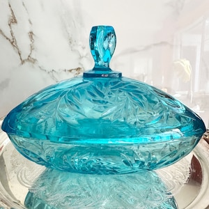 Blue Candy Dish, 1950s Hazel Atlas