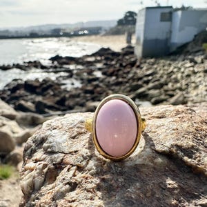 Roze ovale ring, ring maat 8