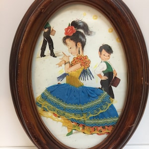 Oval Spanish Painting, Flamenco Dancers Painting