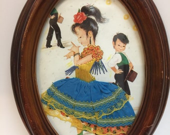 Oval Spanish Painting, Flamenco Dancers Painting