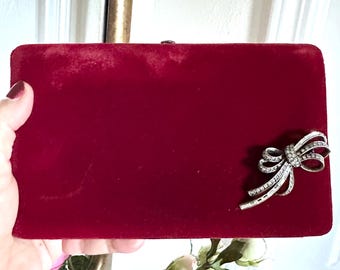 Vintage Red Velvet Clutch Wallet