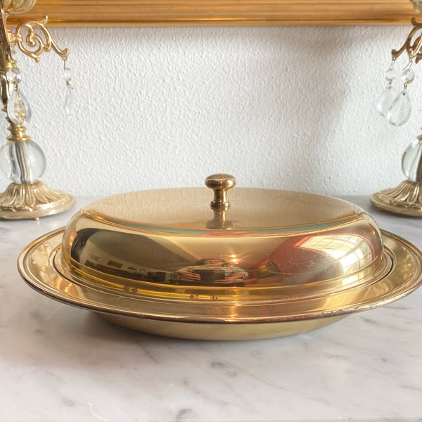 MCM Serving Dish, Brass Lidded Dish