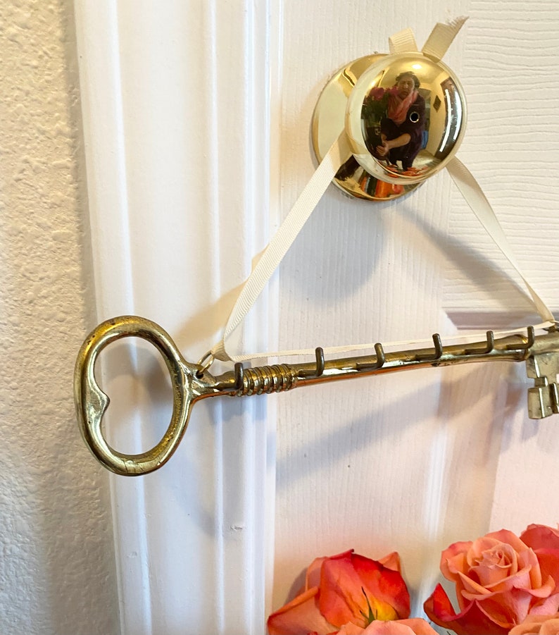 Brass Key Holder Key Shaped Rack Etsy