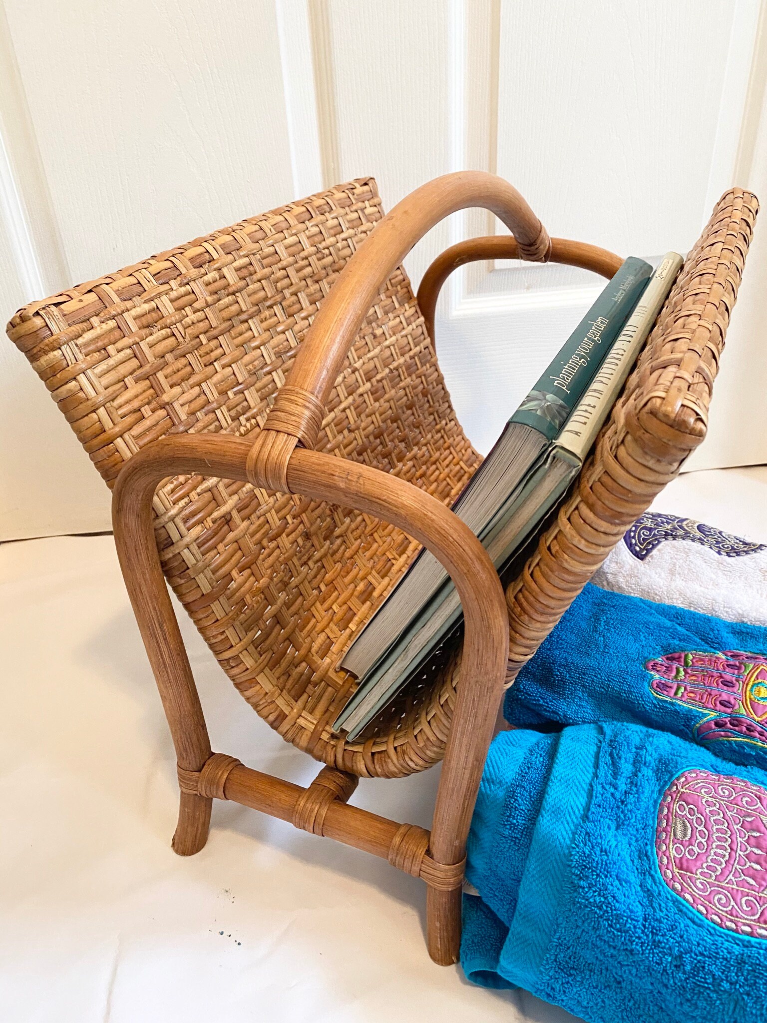 Wicker Towel Rack Rattan Magazine Rack Etsy