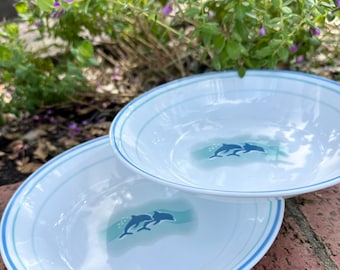 Assiettes plates creuses Corelle Dauphin bleu – Lot de 2