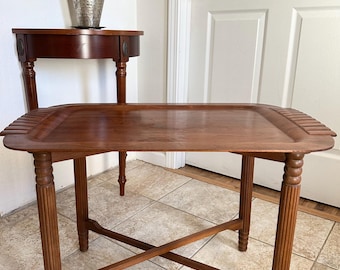 Vintage Wooden Tray-Top Campaign Table