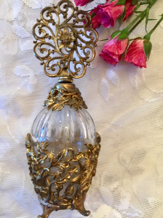 Art Deco Ormolu Rose Perfume Bottle