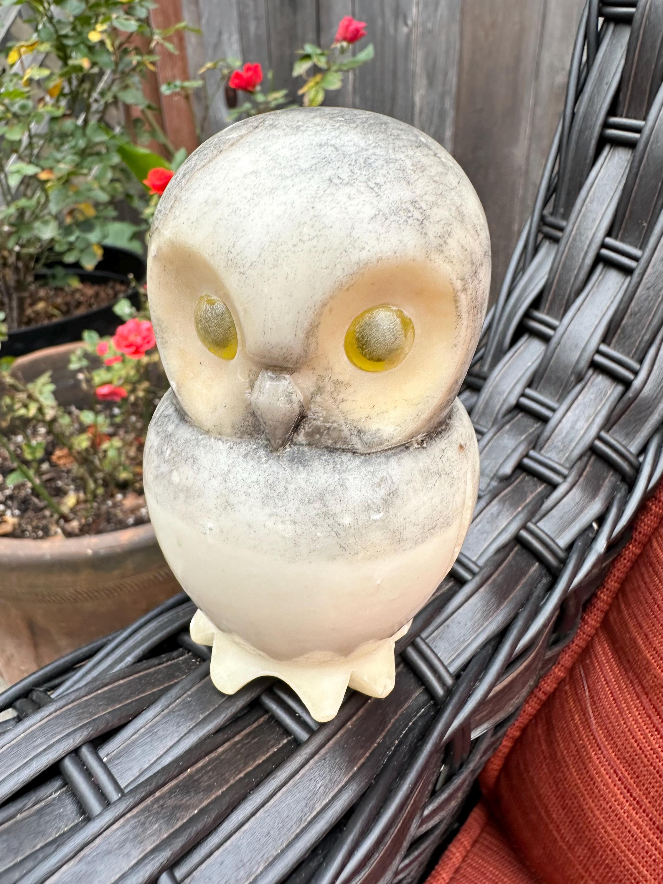 Alabaster Owl Figurine, Made in Italy