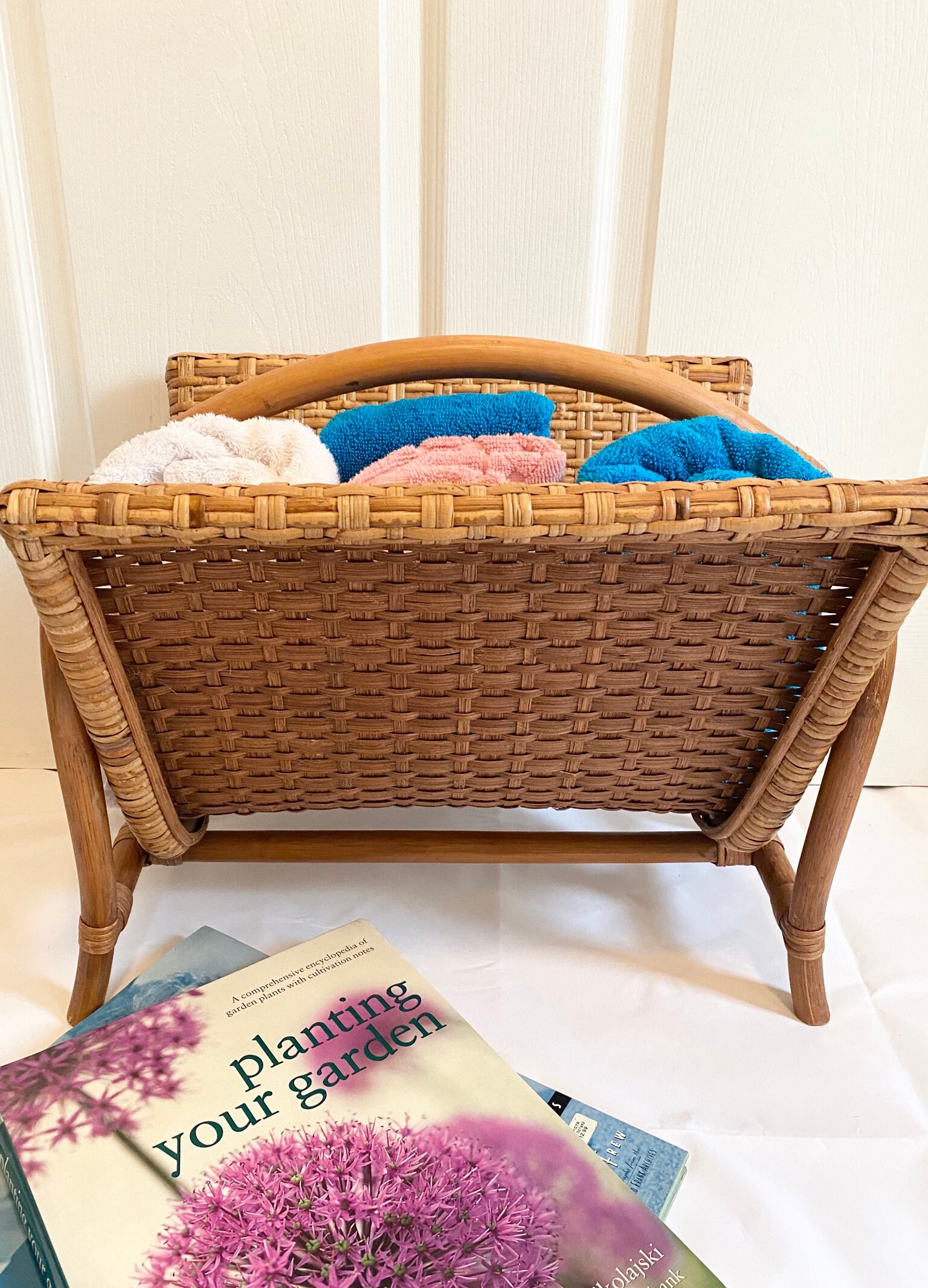 Wicker Towel Rack Rattan Magazine Rack Etsy