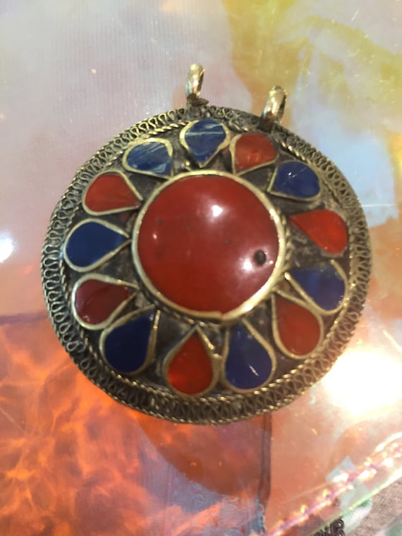 Antique Turkish Silver Agate Pendant