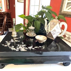 Black Lacquer Table, Oriental Tea Table