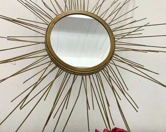 Miroir mural Sunburst, miroir solaire doré
