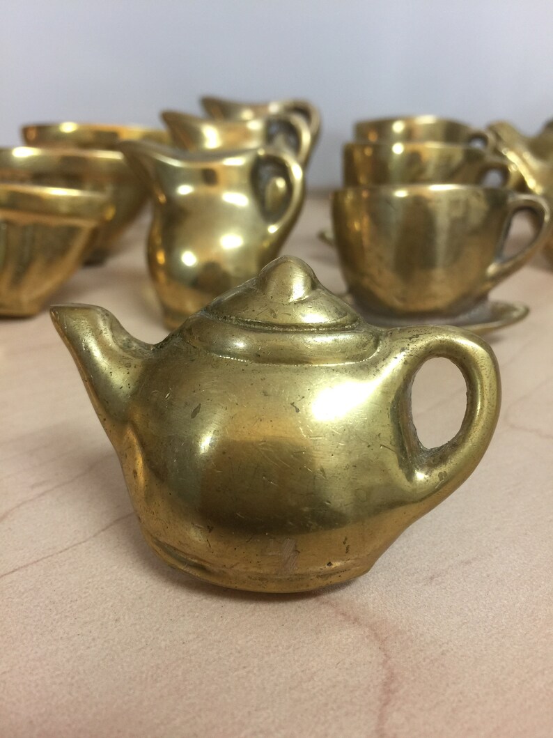 Vintage Solid Brass Teapot Kitchen KnobsSet of 12 Etsy
