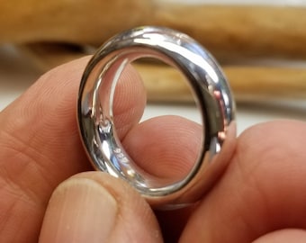 Handmade .999 Fine Silver Ring, Bold Band, Alternative Wedding Ring