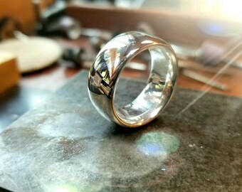 【HYERES LOR】25SS★ Champagne Full Moon Silver Wide Ring Designer fashion, Seoul-fully created | W Concept