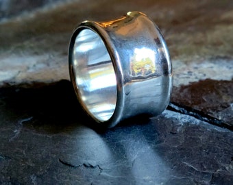 The Matrix Ring Curled Edge Sterling Silver Statement Ring - Bold, Solid, and Uniquely Chic