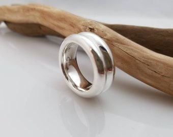Handcrafted Double Loop Sterling Silver Ring – Bold Thumb Statement Piece
