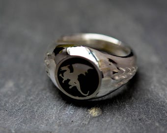 Sterling Silver Dragon inlay Ring