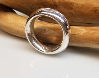Fat Moon Ring, Bold Fine Silver Band, Alternative Wedding Ring