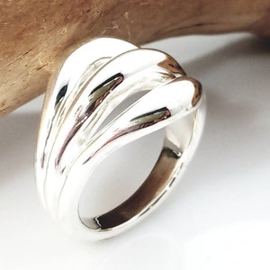 Trinity Radiance: Sterling Silver Triple Loop Statement Ring image 4