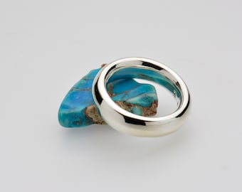 Handmade Fine Silver Fat Moon Ring: Bold, Comfortable Design