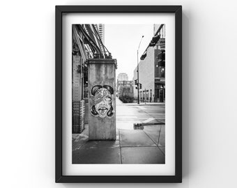 Chicago Street Art Print – Black and White Graffiti Wall Art – Urban Photography Decor